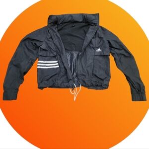 Adidas ID Soft Shell Hooded Windbreaker Pockets Drawstring Waist Small